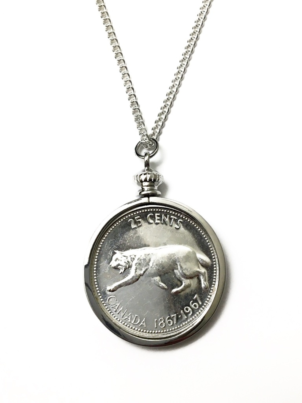 Vintage 1967 Silver “Bobcat” Necklace, 18-inch